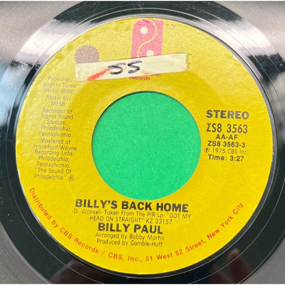 Billy Paul Billy's Back Home / I've Got So Much to Live For 45 Funk 1975 Promo